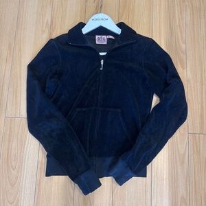 JUICY COUTURE EUC Black Terry Cloth Track Jacket M Y2K